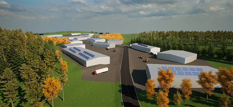 Visionsbild över Sockertoppens industriområde.